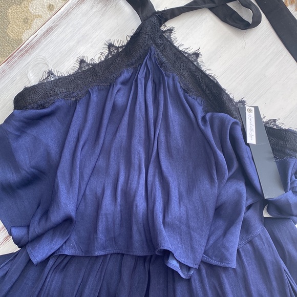 NWT Vici Blue with black halter Maxi Dress - Picture 5 of 8